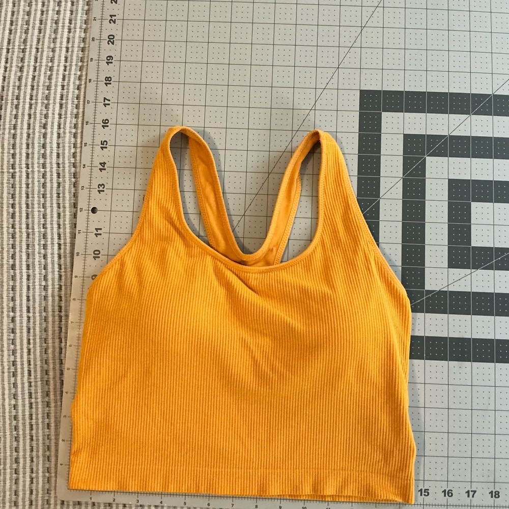 CALIA by Carrie Underwood Yellow/Gold Crop Top Racerback Large